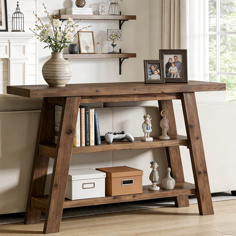 47.24cm Solid Wood Console Table, Dark Brown