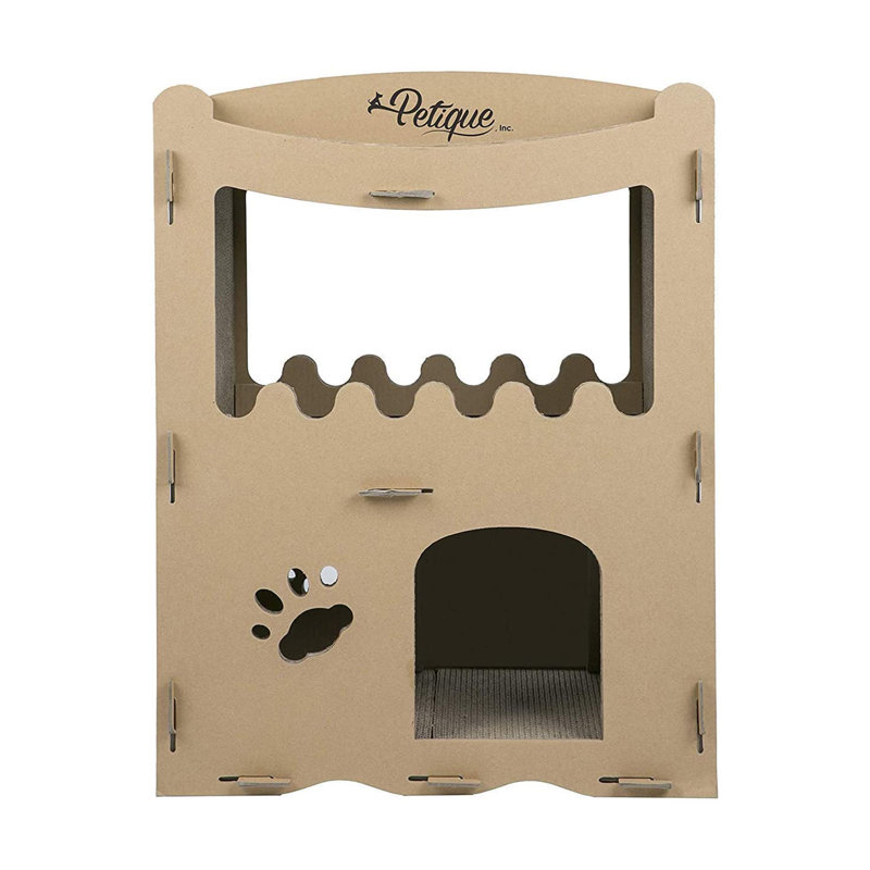 Eco-Friendly Brown Cardboard Multi-Level Cat House