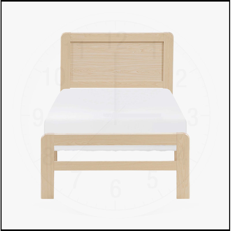 Structure de lit plateforme contemporaine au fini naturel de taille simple, fabrication en bois durable pour les chambres modernes