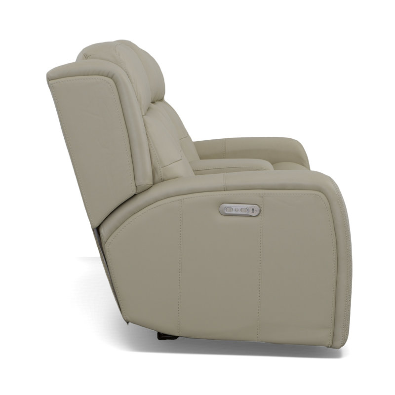 Grant 76" Leather Reclining Sofa, Ivory Genuine Leather