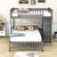Lit simple superposé au dessus d'un lit double avec rangement-1299473065