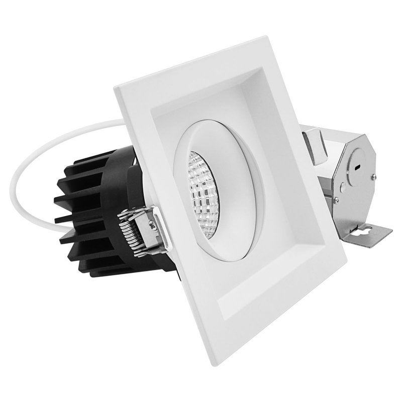 LUXRITE 1-Head Square Regressed Gimbal LED Recessed Spotlight, 360° + 15° Swivel, 5CCT, CRI90, 15W, 1000LM, 60° Beam Angle, Dual Dimmable, IC & Wet