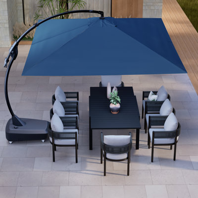 Kappel 10 x 13 Ft Rectangular Tilt Adjustable Curved Cantilever Umbrella with Wheeled Base
