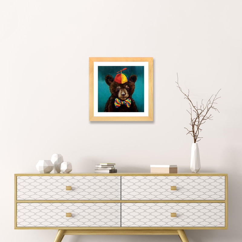 Art encadré d'un bébé ours, H 24 po x l 24 po x p 1 po, Papier encadré naturel