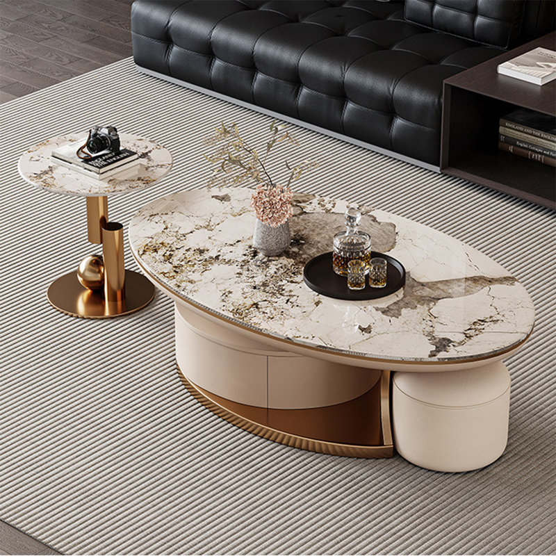 Benedetti, H 16,5 po x L 47,2 po x l 27,6 po, Brun / Beige, Doré