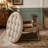 Round Tufted Upholstered Fabric Ottoman
