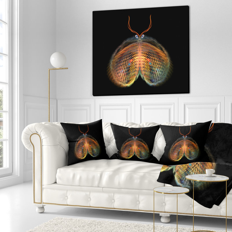  Coussin décoratif abstrait papillon abstrait fractal, 18 po x 18 po, Coussin décoratif