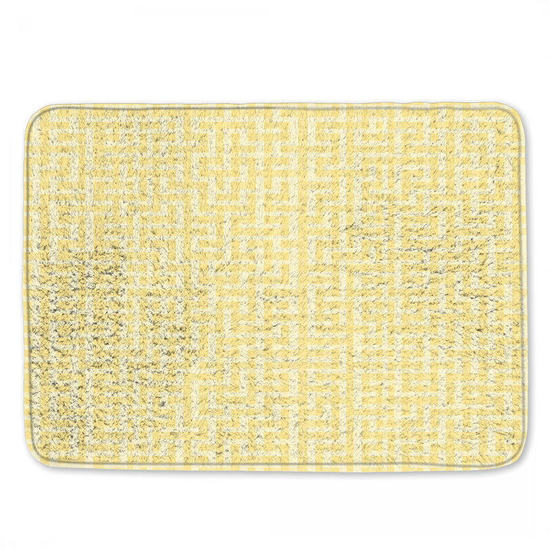 Yellow Geometric Maze Bath Mat, 24in W x 17in L