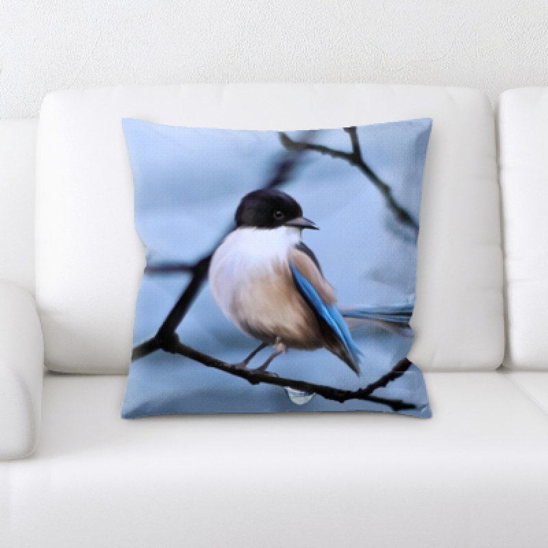 Coussin décoratif à oiseau sur un arbre Chagoya