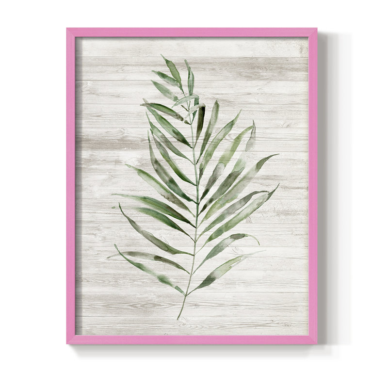 «Tropic Frond II», reproduction encadrée - bois massif, Rose, H 10 po x l 8 po