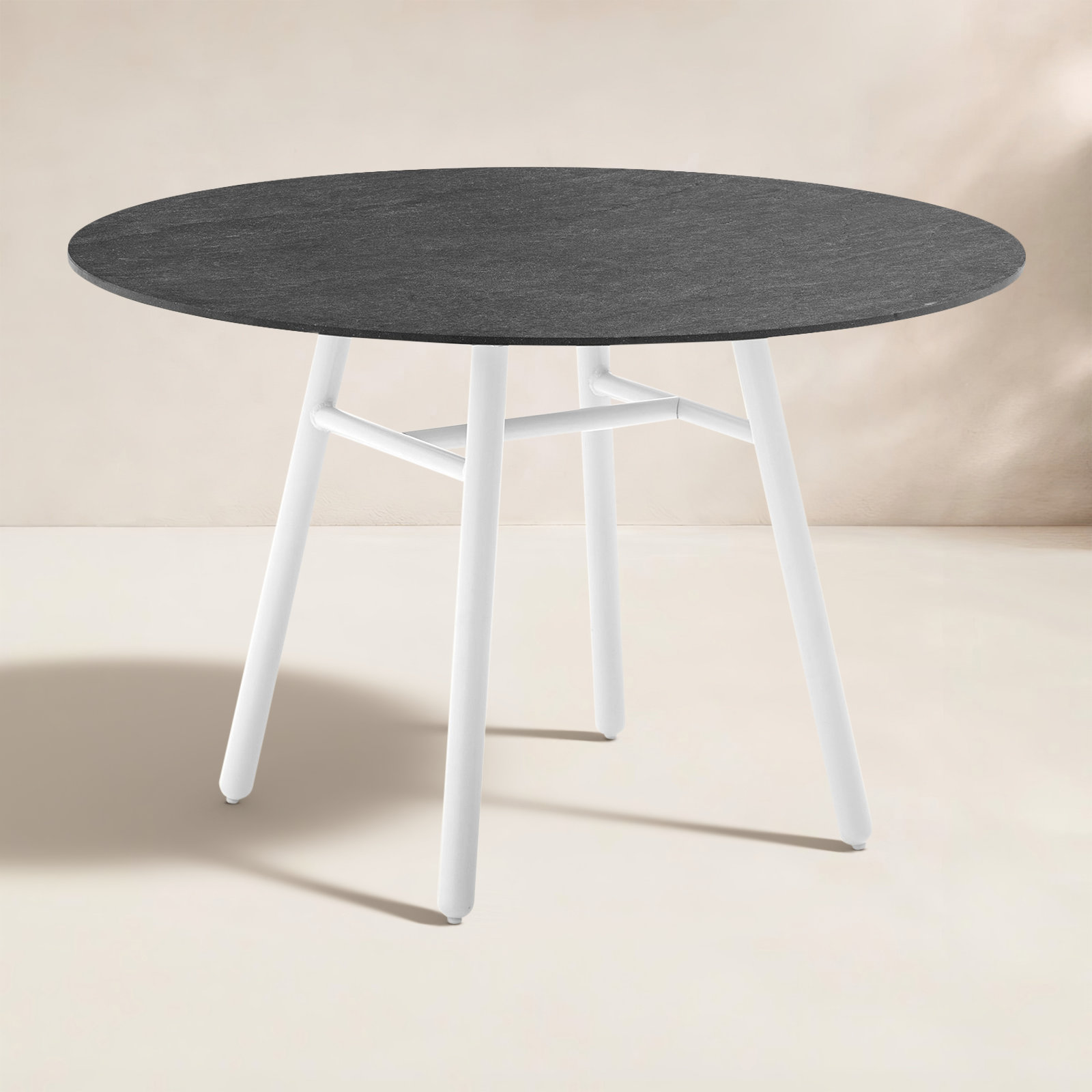 Yo! Bistro Table with Metal Legs, Cardoso Black, Matt Optic White