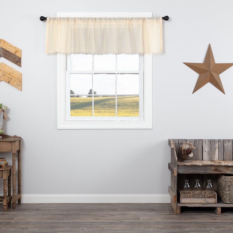 Cantonnière sur mesure en coton de couleur unie, l 16 po x L 60 po, Crème naturelle
