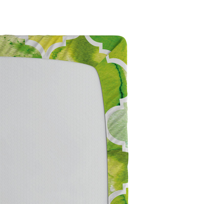 Drap-housse orange Ambesonne, Vert lime / jaune / treillis blanc, Drap-housse pour lit simple TG