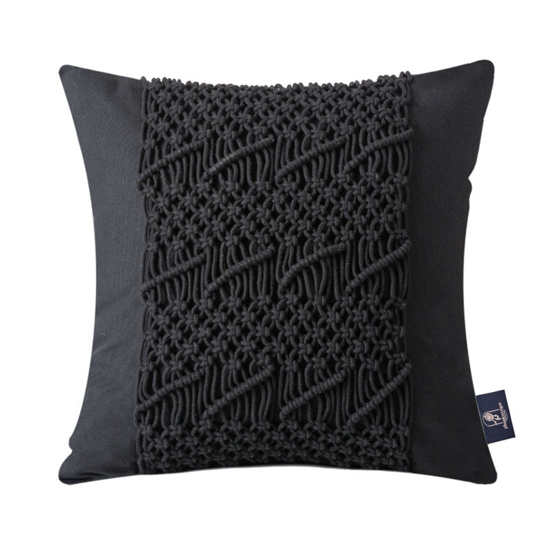 Jeté carré en coton, Noir