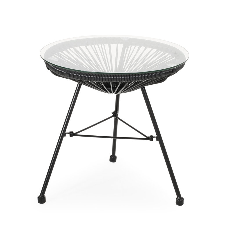 Tempered Glass Side Table With Versatile Base - Outdoor Furniture