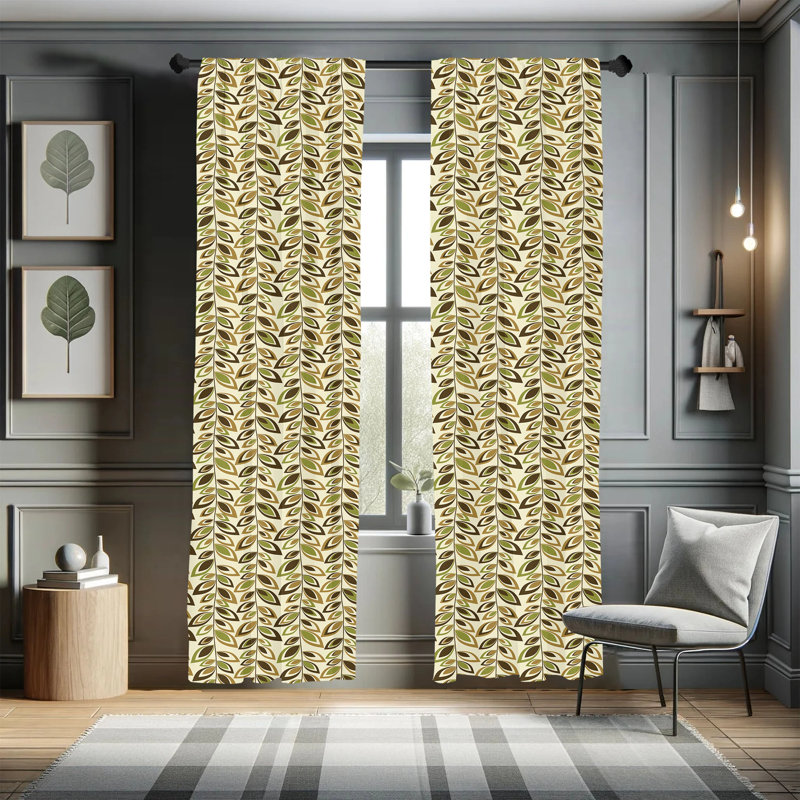 Floral Semi-Sheer Rod Pocket Curtain Panels, 28" W x 95" L