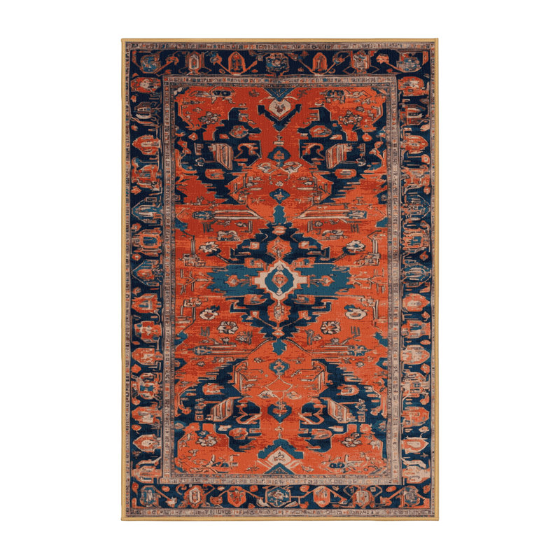 Tapis brun Tabriz lavable à la machine