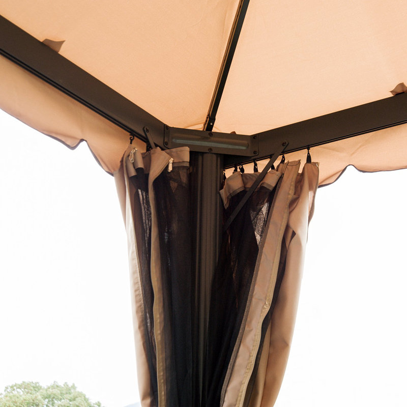 Khaki Aluminum Frame 10' x 10' Patio Gazebo with Mesh Curtains