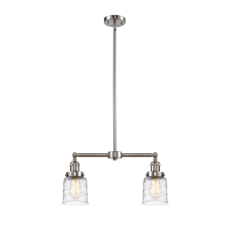 Luminaire suspendu linéaire à 2 lumières pour îlot de cuisine Harue, Ampoule non incluse, Nickel satiné brossé