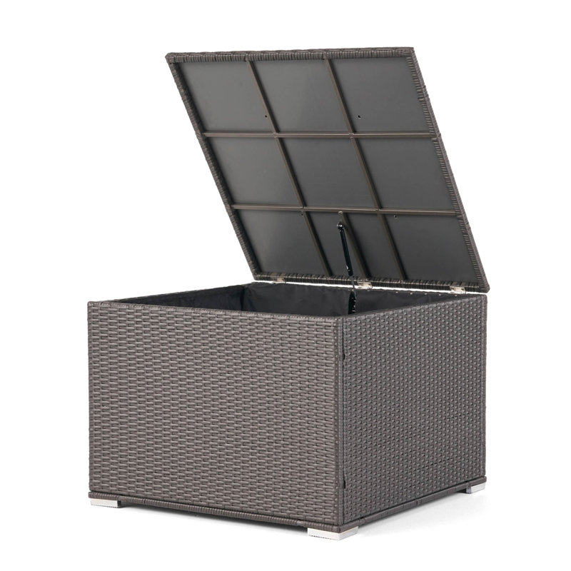 Iron Frame Grey Outdoor Storage Shelf, 33.23 In. Depth X Width 24.32 Height, Patio Solution Chest With Tough Iron, Option