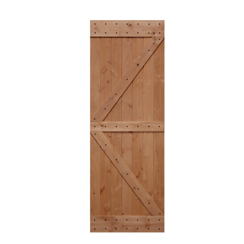 Porte de grange sans finition en bois à panneau sans équipement d’installation American, 30 po x 84 po