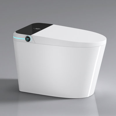 Toilette bidet moderne Modern Smart - ouverture / fermeture automatique, capteur de pied, fonction d'air chaud, blanc avec couvercle ouvert / fermé intégré, siège chauffant,