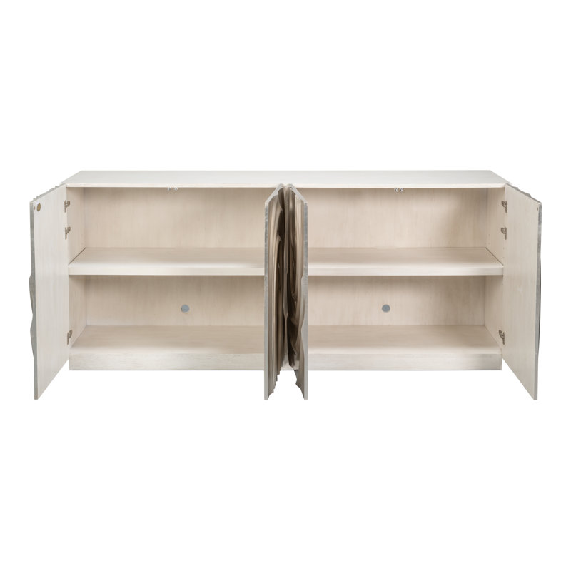 Capriole 86'' W Solid Wood, White/Silver