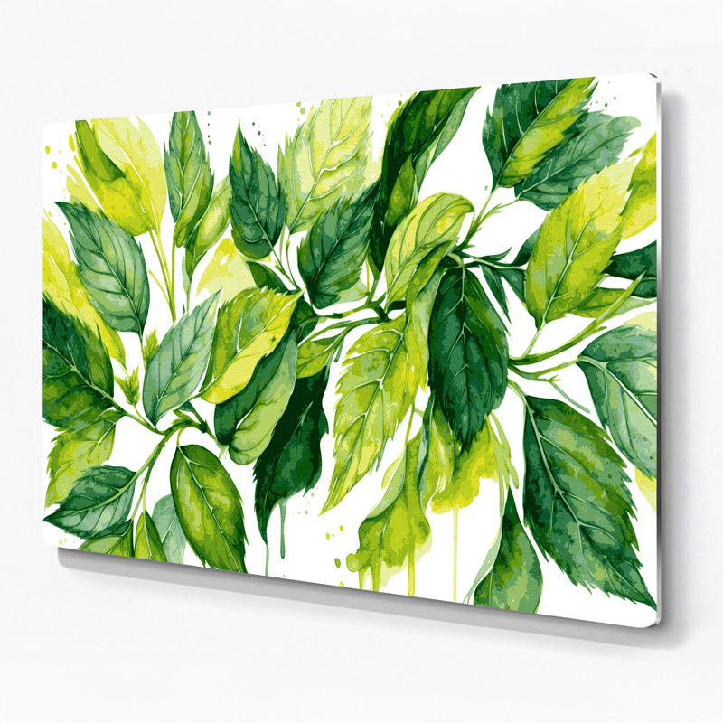 Art mural en métal Baume botanique vert, H 11 po x l 14 po