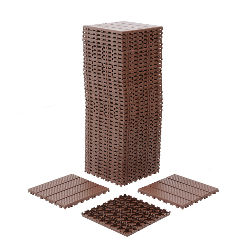 Carreaux de terrasse en plastique emboîtables, Brun