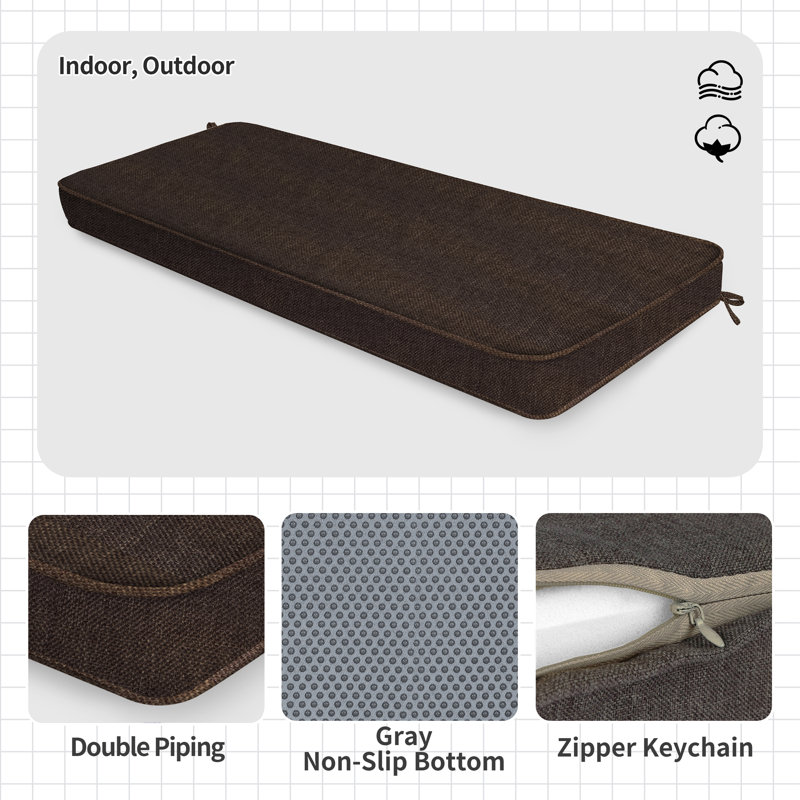 1'' H Customizable Bench Cushion For Indoor/Outdoor Furniture/Chair/Window Seat, Premium 75D High-Resilience Foam_2