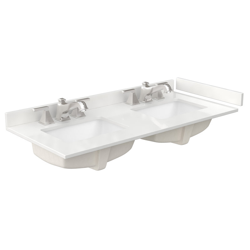 Beckett 48" Freestanding Double Bathroom Vanity with Quartz Top, White Quartz, Brushed Gold, White
