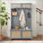 Adjustable Shelf Shoe Cabinet with Sliding Doors and Wood Feet, Perfect for Organized Entryways-596718273