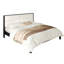 Structure de lit plateforme en bois massif de très grande taille avec tête de lit tapissier en velours beige, noir, aucun sommier tapissier requis