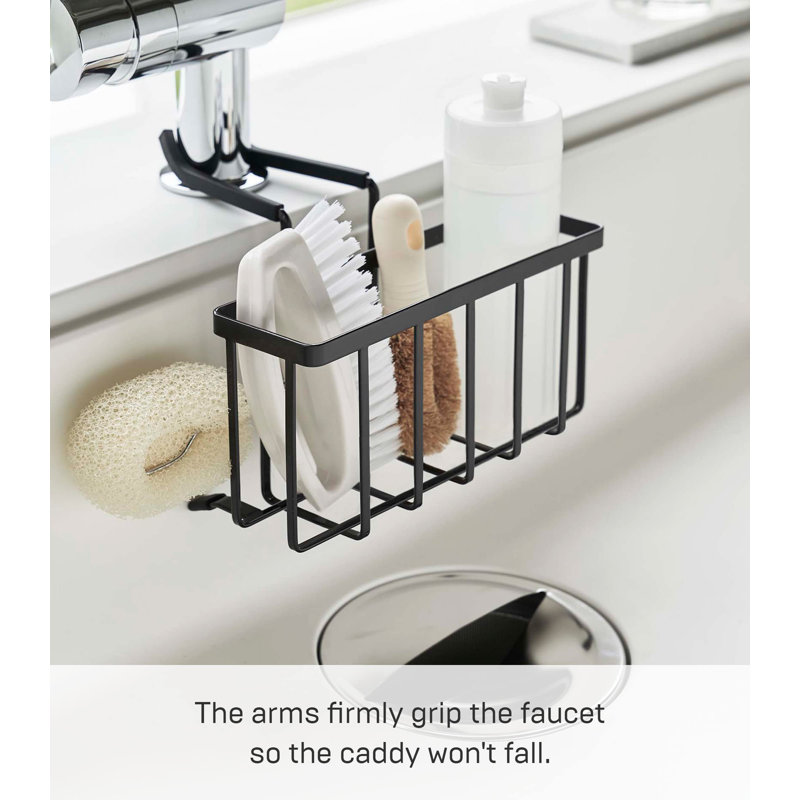 Black Steel Faucet-Hanging Sponge Caddy