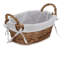 Panier de rangement ovale en saule de 13 po avec doublure en lin blanc et poignées Lyuma