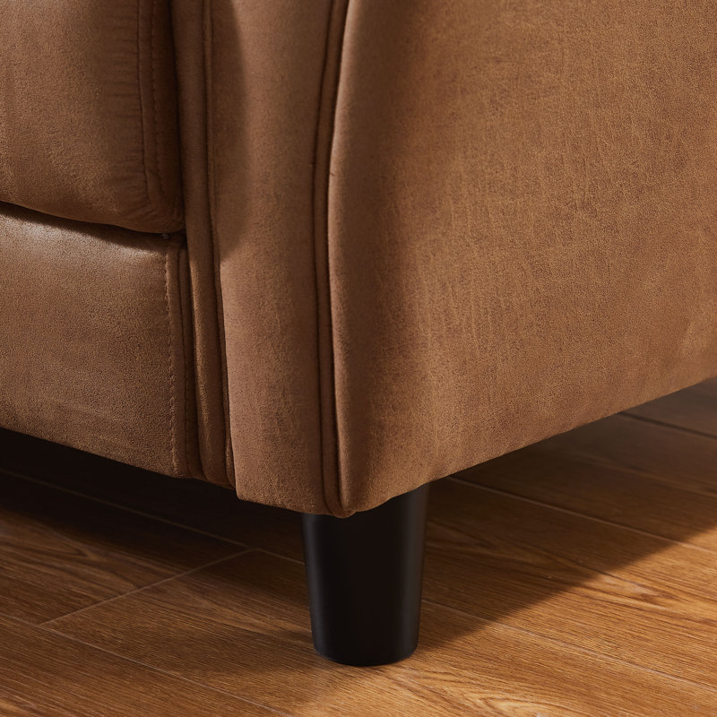 Aahyan 86.5'' Faux Leather Sofa, Light Brown Faux Leather