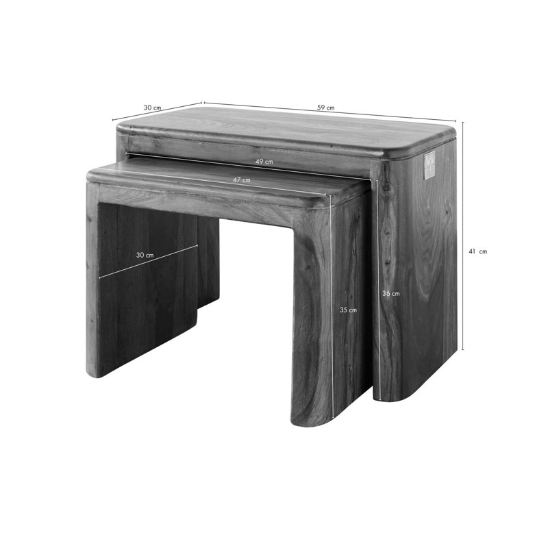 Toronto 2 Piece Nest of Tables, Smoked Cherry 