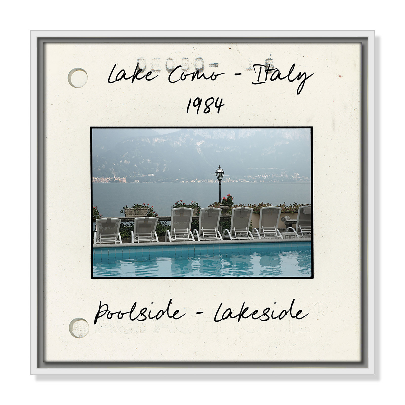 Travel Slide Collection "Lake Como, Italy" Print, White Floater Framed Canvas, 17.5" H x 17.5" W x 2" D