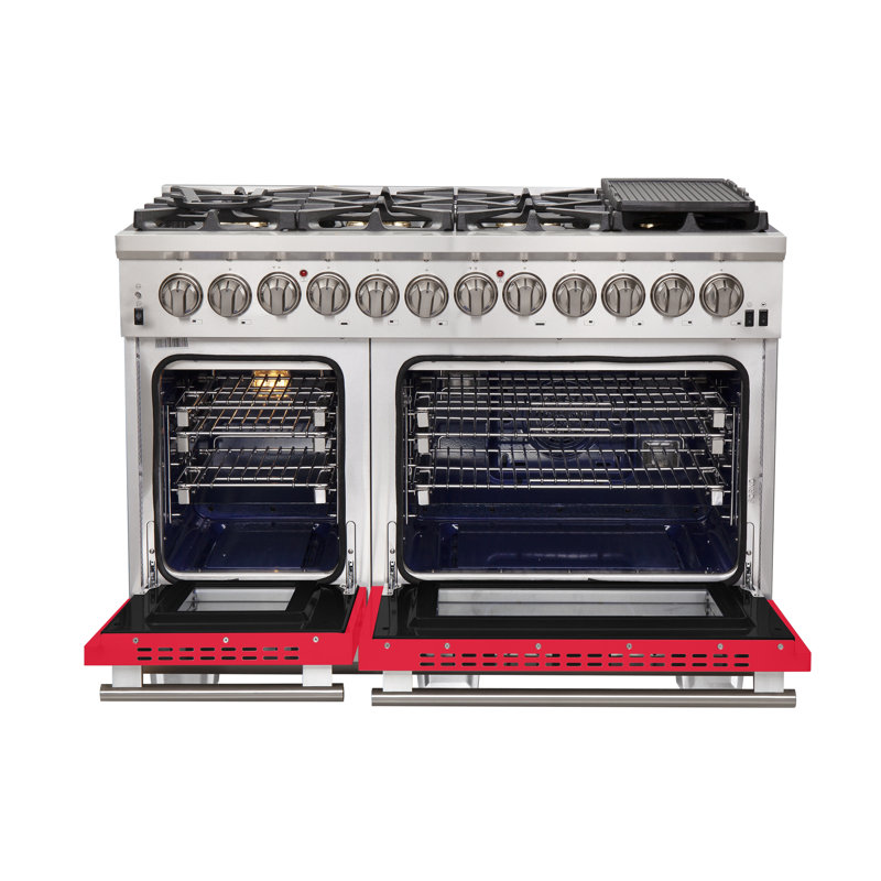 Capriasca - Cuisinière à carburant double autoportante de 30 po 4,32 pi³ avec veilleuse Titanium Professional, Rouge