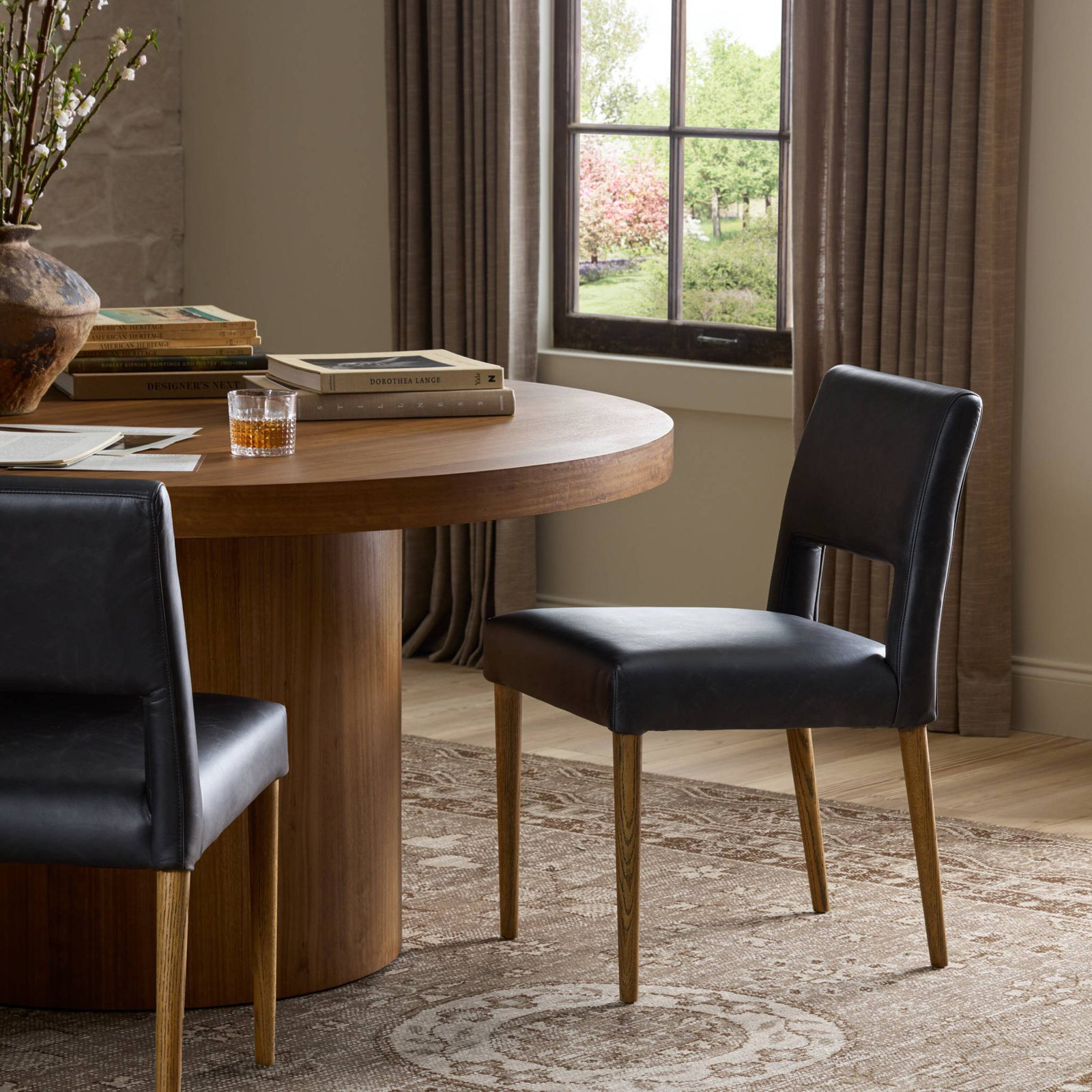 Ermine Genuine Leather Side Chair, Durango Smoke