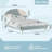 Full Boucle Bed Frame with Blue/White Arch Headboard, Kids Slat Platform, Easy Assembly-117331903-117331906