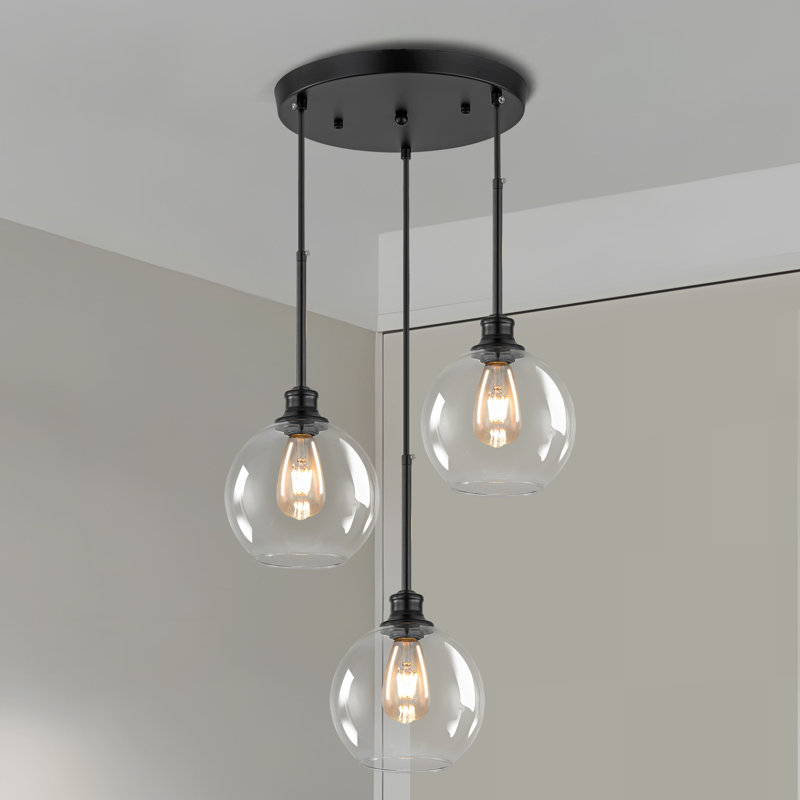 Luminaire suspendu 3 lumières Concow, Transparent