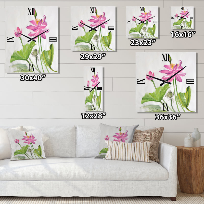 Deux fleurs de lotus roses - Horloge murale traditionnelle, Moyen