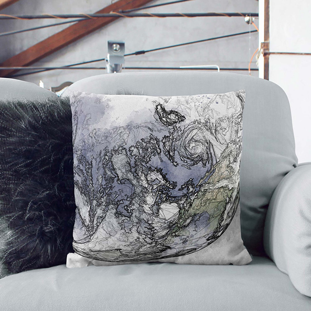 Eastern Pacific Ocean of Earth in Abstract Cushion with Filling