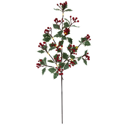 Faux Holly/Berry Branch