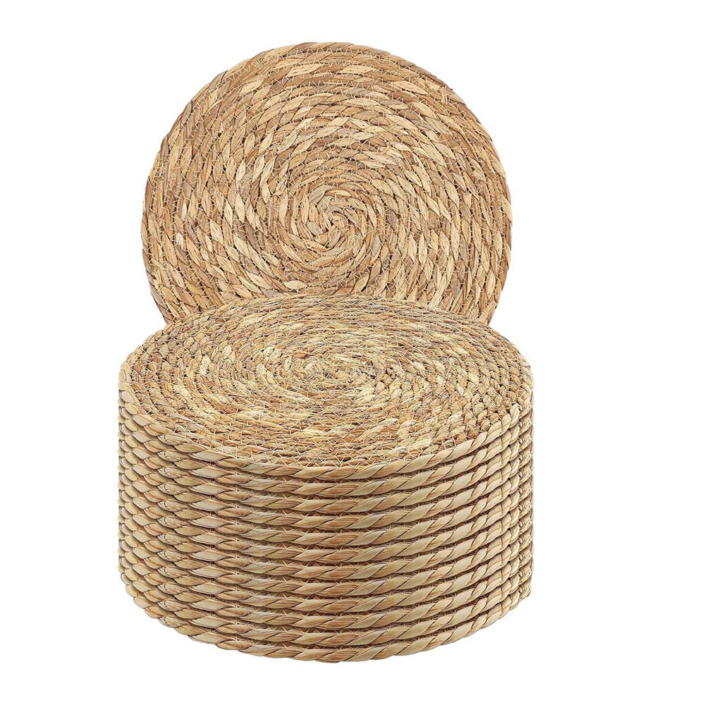 HELOMO Set Of 12 Round Woven Placemats - 13.8 Inches Natural Boho ...