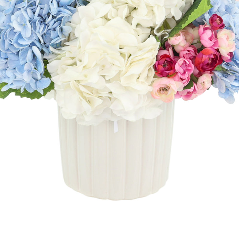 Centerpiece with Hydrangea, Lilacs and Ranunculus, Blue;Pink;White