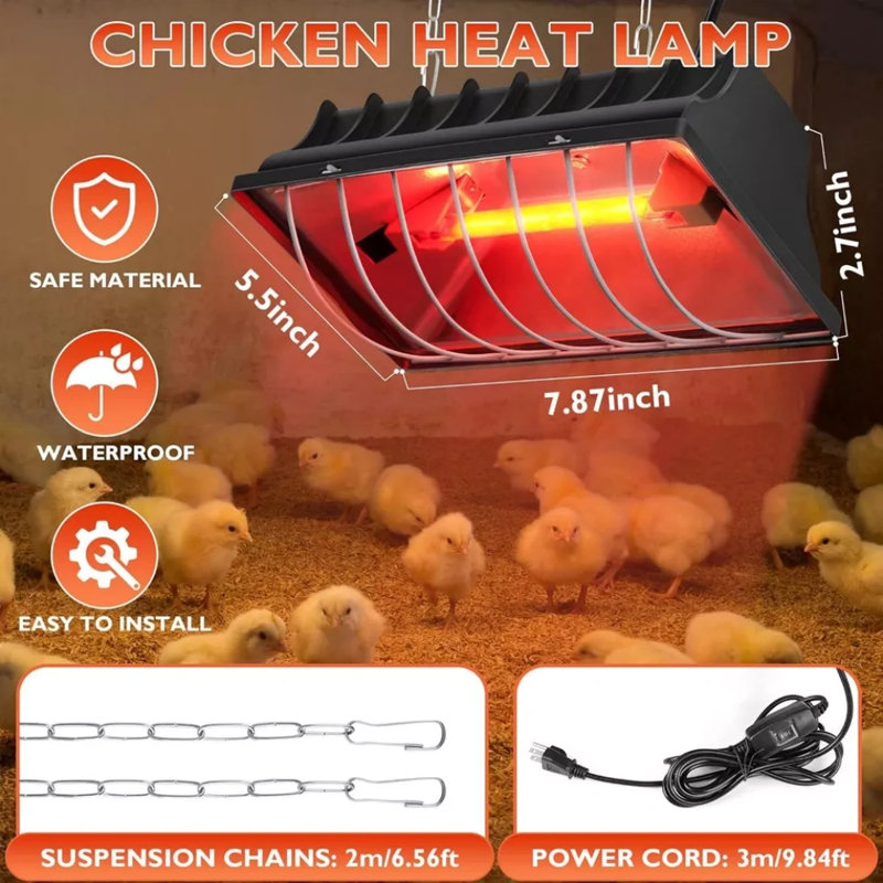 Chicken Coop Heat Lamp For Dog Kennel Cat Bed Reptiles 250w Adjustable Heat Lamp