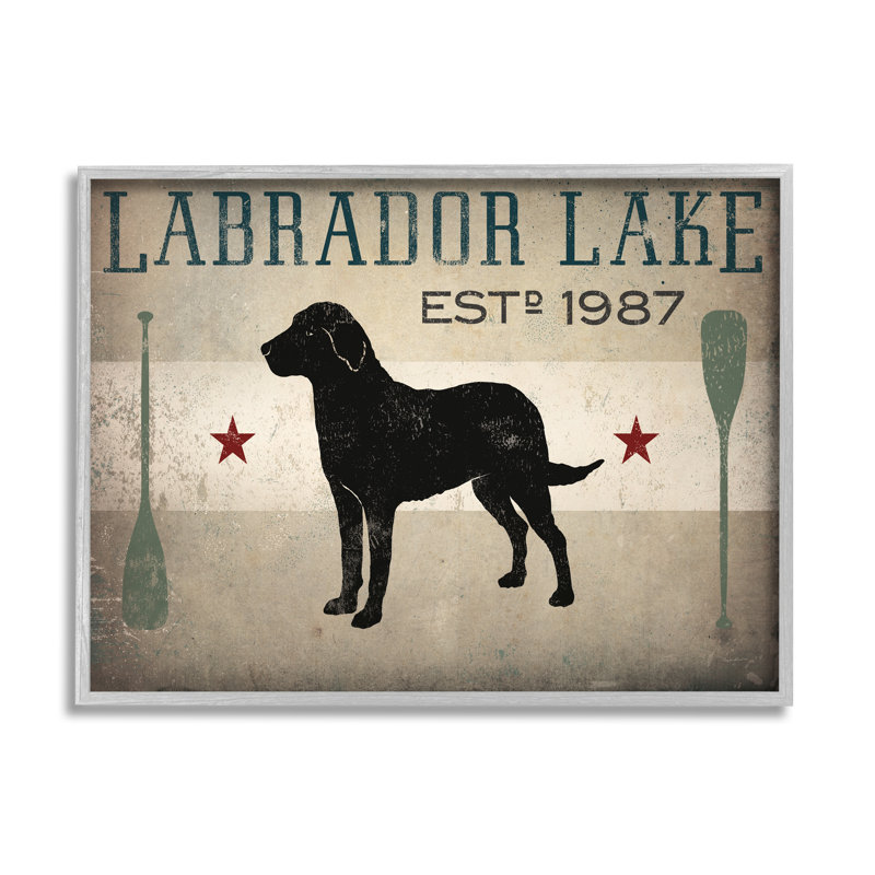 «Labrador Lake Rustic Dog Row bateau Oars Cabin Sign» par Ryan Fowler - impression, H 16 po x l 20 po