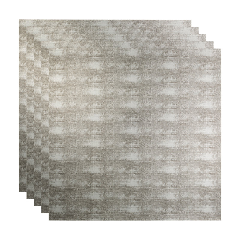 Panneau de plafond décoratif plat en vinyle 2 pi x 2 pi FASÄDE, Argent Crosshatch